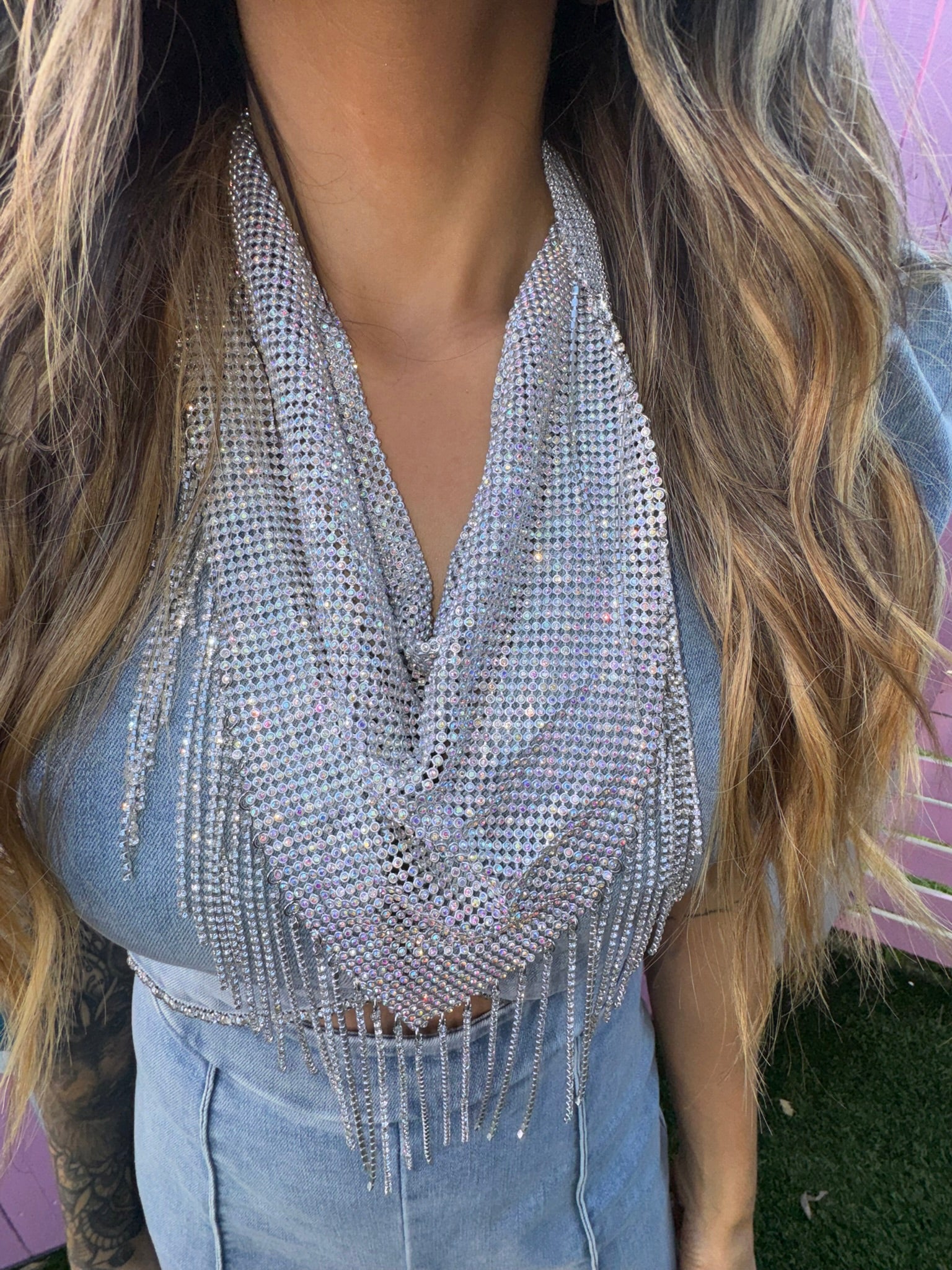 Luxe Silver AB Rhinestone Bandana