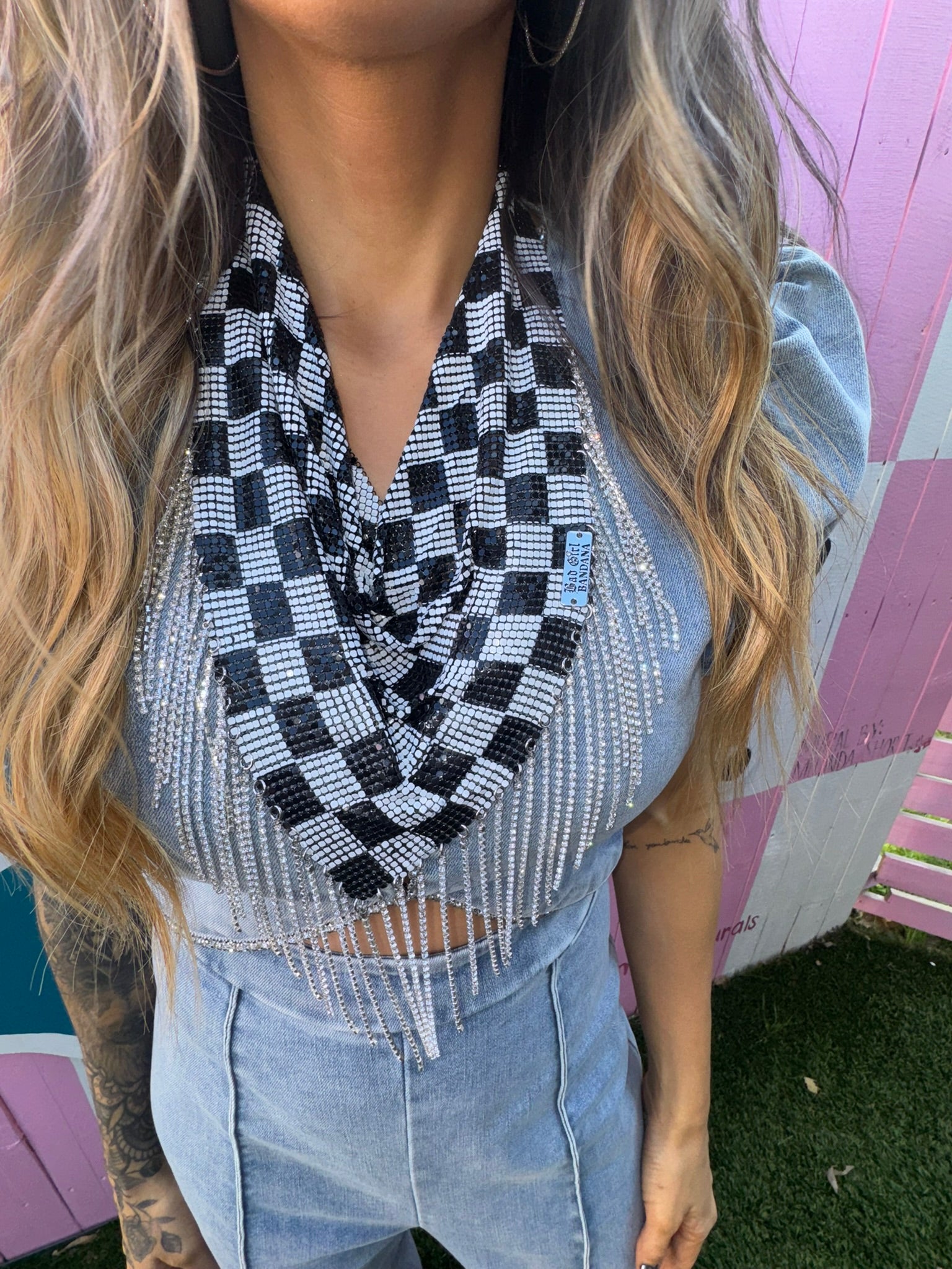 Black & White Checkered Bandana